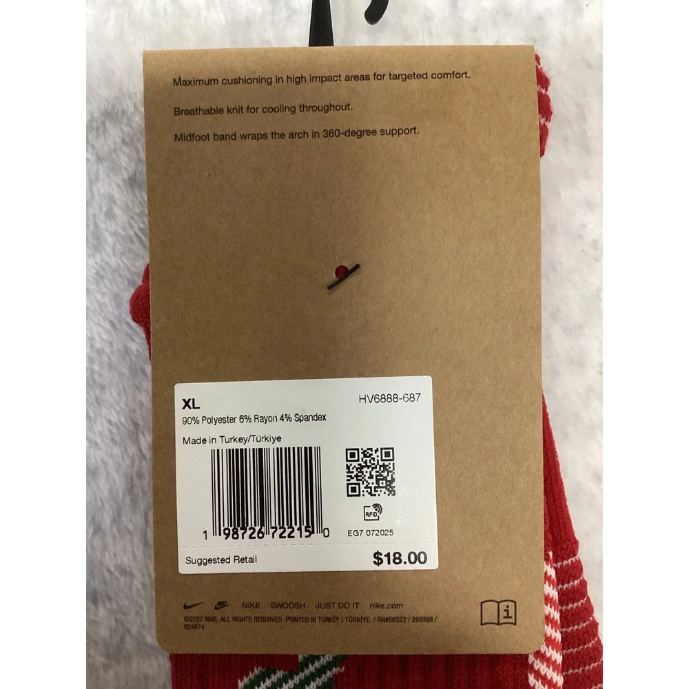 Nike Elite Multisport Crew Socks Red Green White XL Men 12-15 HV6888-687 NEW.